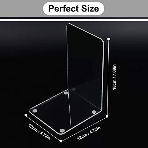 MerryNine Sujetalibros de plástico acrílico para decoración de estantería, dormitorio, biblioteca, oficina, suministros escolares, papelería regalo (acrílico, 2 pares)