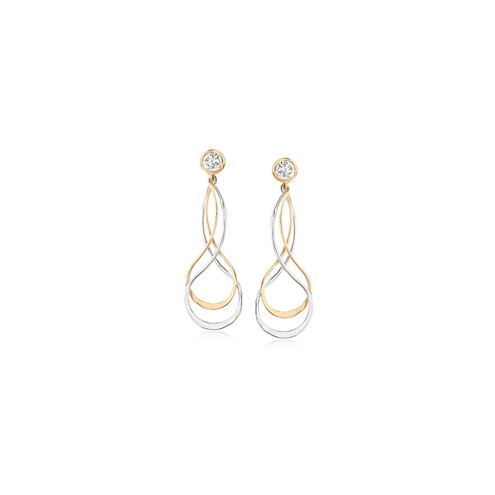 Aretes colgantes oro amarillo de 14 quilates para muejer