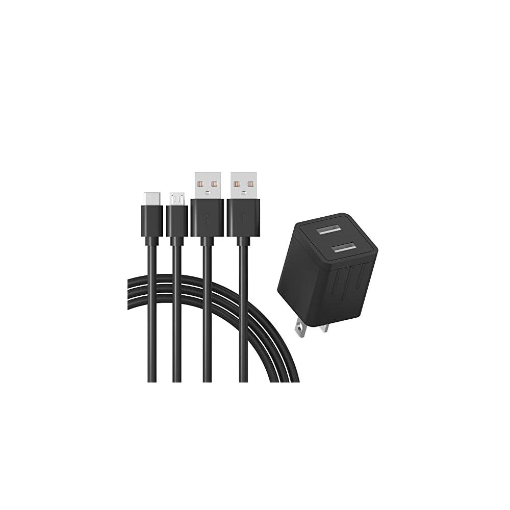 Cargador rápido de 2 A con cable micro USB y tipo C