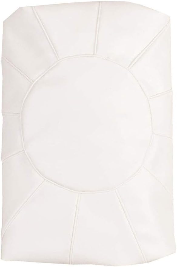 Otomana redonda de cuero, asiento decorativo y almacenamiento