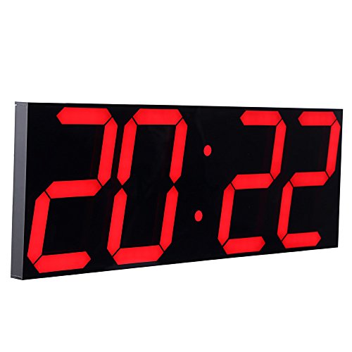 Reloj de pared LED digital Jumbo de control remotoegresiva, termómetro grande, reloj de silencio (rojo, carcasa)