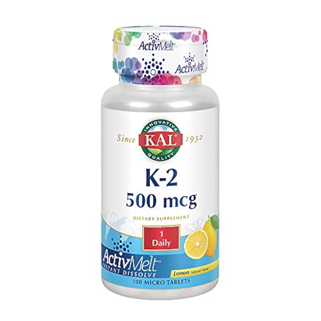 kal K-2 ActivMelt, limón 100 tabs 500 mcg