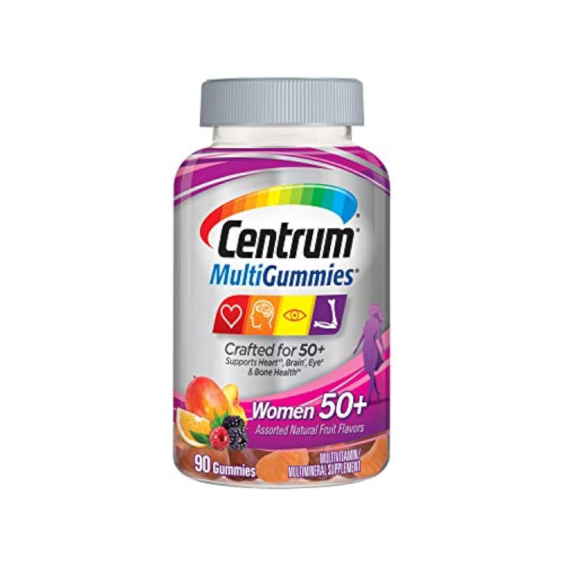 Centrum MultiGummies Gummy Multivitamina para mujer 50 Plus, con vitamina D3, B6 y B12, suplemento multivitamina/multimineral – 90 unidades