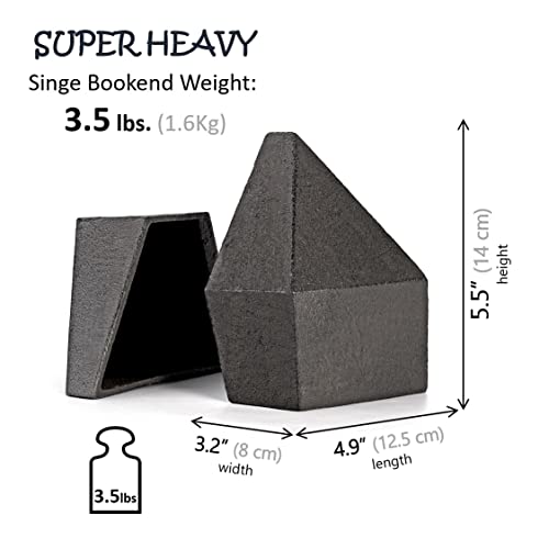 Ambipolar - Sujetalibros decorativos, hierro fundido resistente, decoración de estante artístico, tema abstracto geométrico (negro)