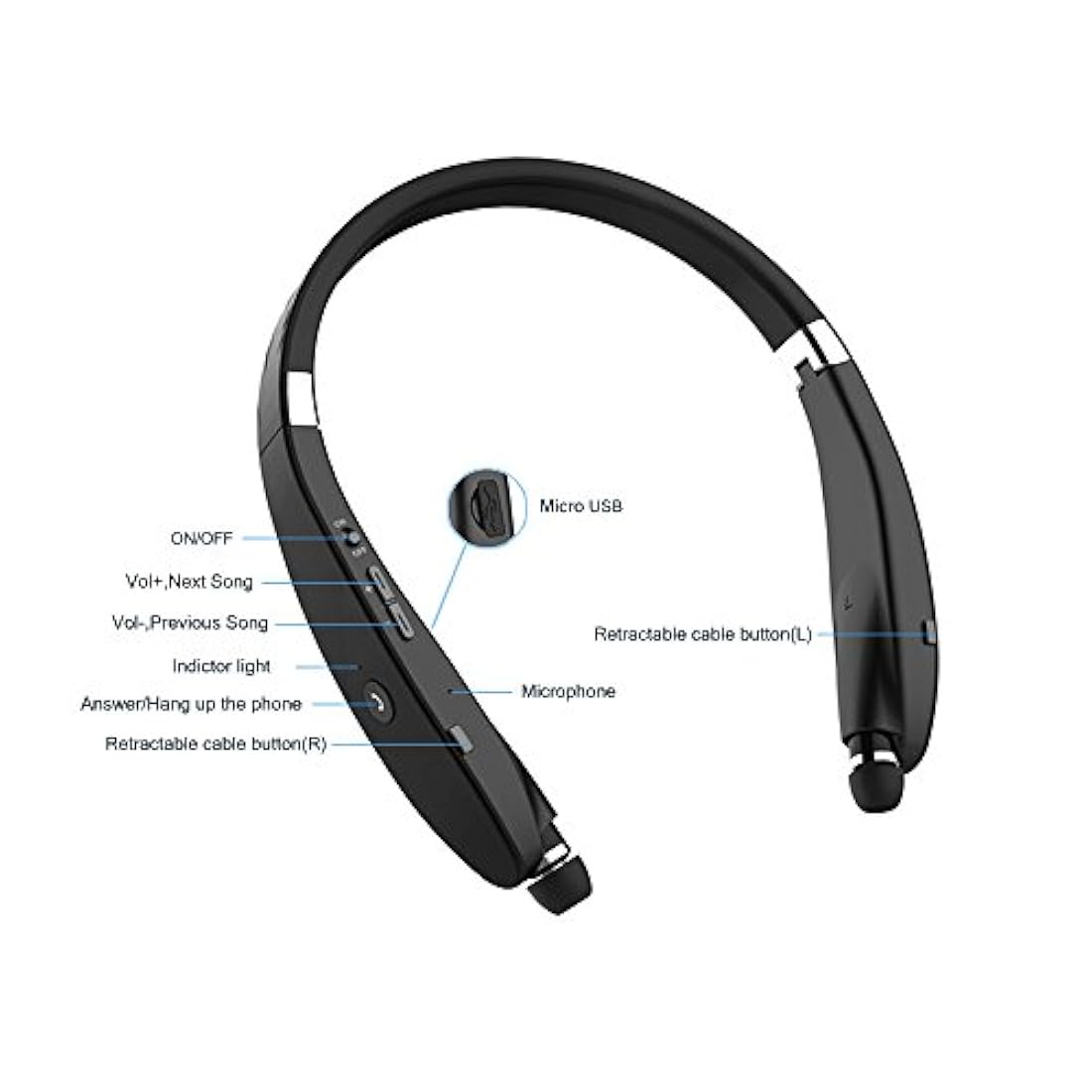 Auriculares Bluetooth plegables, ligeros y retráctiles