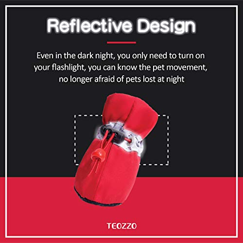 TEOZZO - Botas para perros, protector para almohadillas, zapatos antideslizantes para invierno con correas reflectantes para perros pequeños y medianos, 4 unidades