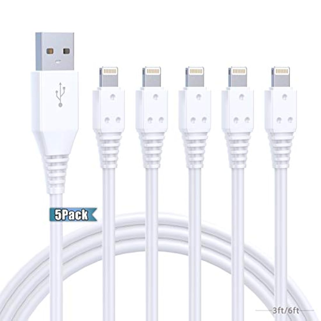 Cable cargador para iPhone 3 pies, 5 unidades