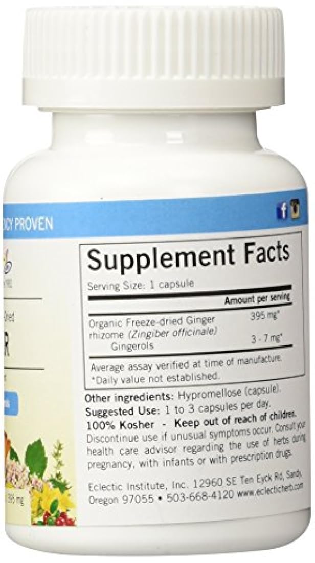 Eclectic Institute Ginger 395 mg 90 Tapas vegetales sin OMG