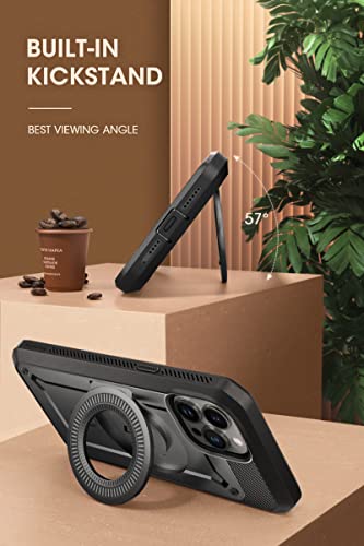 SUPCASE Unicorn Beetle Pro Mag Case for iPhone 13 Pro Max (2021 Release) 6.7 Inch, Compatible with MagSafe Full-Body Rugged Belt-Clip Case with Built-in Screen Protector & Kickstand (Space Gray)