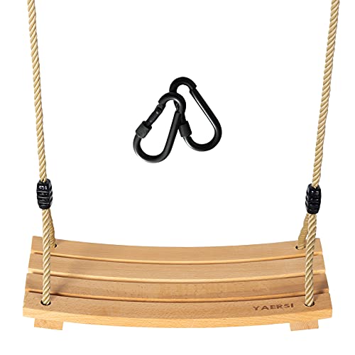 Columpios de árbol de madera para adultos y niños con cuerda ajustable, juego de columpio de madera de carga de 220 libras para interiores y exteriores