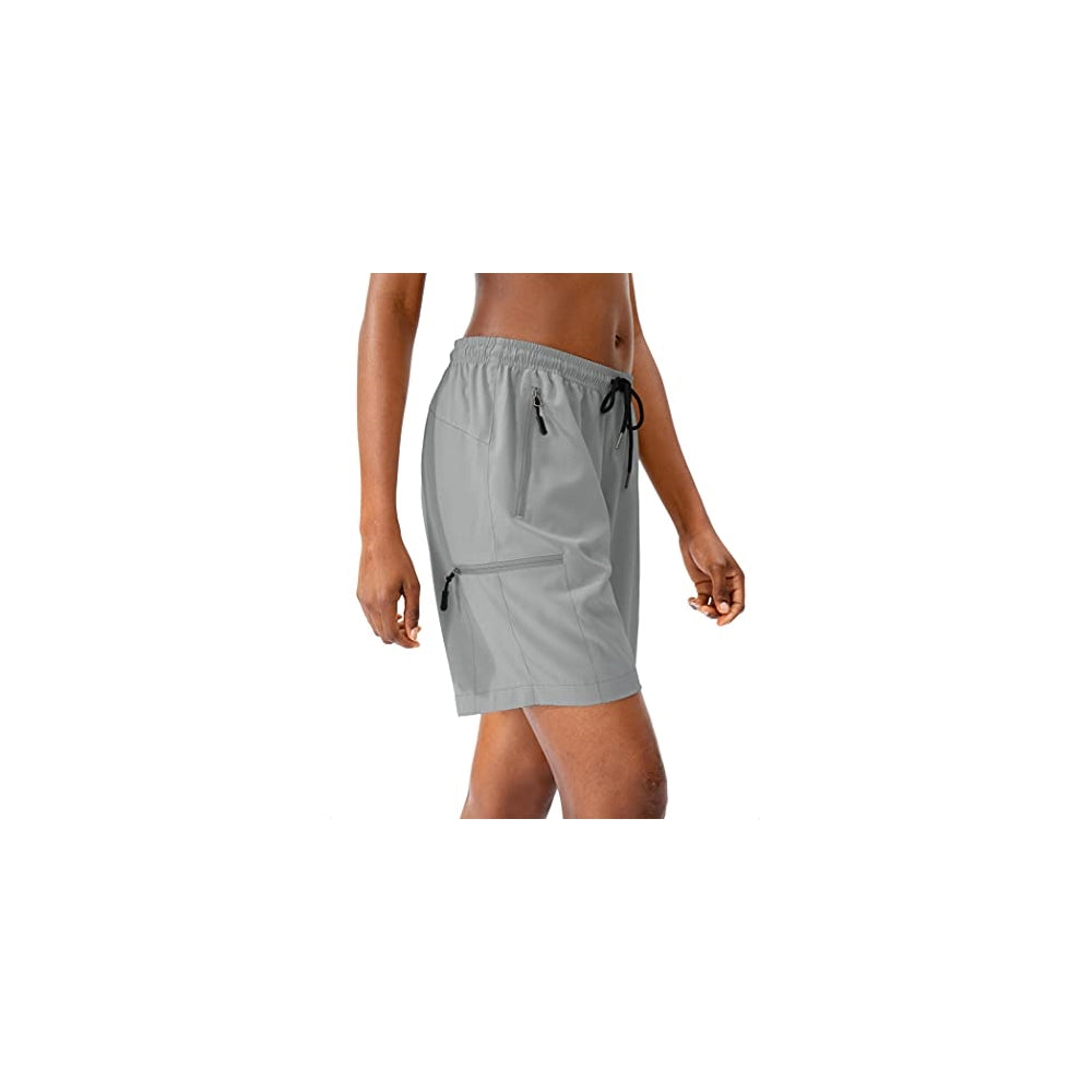 Shorts cortos de senderismo para mujer talla 3XL Gris claro