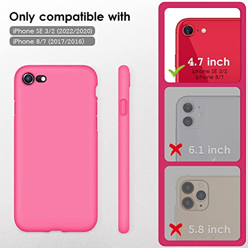 DTTOCASE - Funda para iPhone SE 2022/2020, iPhone 8, iPhone 7, funda de silicona líquida para iPhone SE 8 7 de 4.7 pulgadas, funda protectora suave y sedosa colorida para niñas y mujeres, color rojo rosa