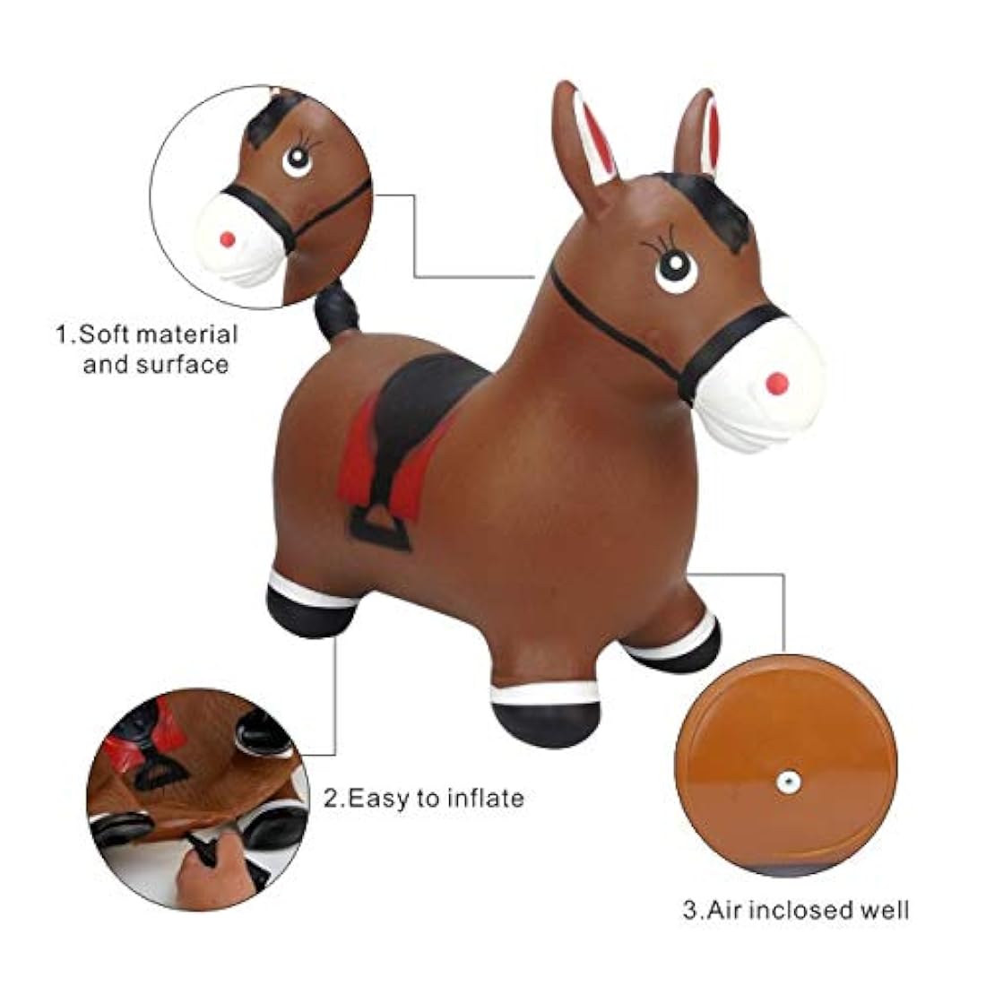 Caballo de salto inflable, juguete de animales de goma