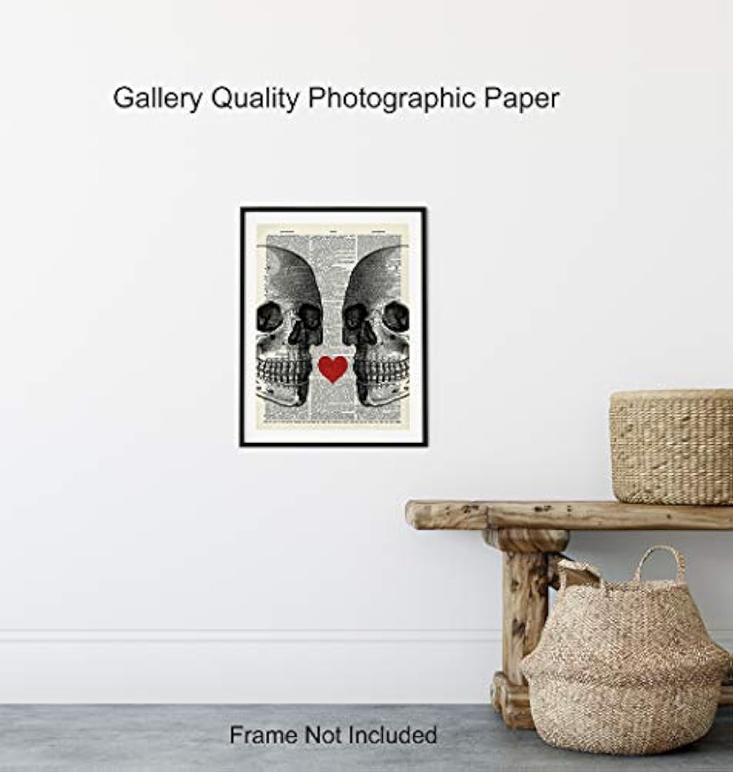 Decoración de pared de Corazón y calaveras 8x10 Sentimental