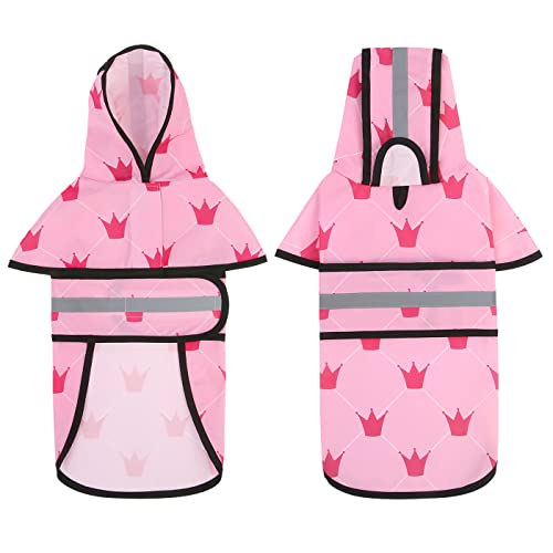 HDE Chubasquero con capucha para perros pequeños a XL y cachorros princesa, talla S