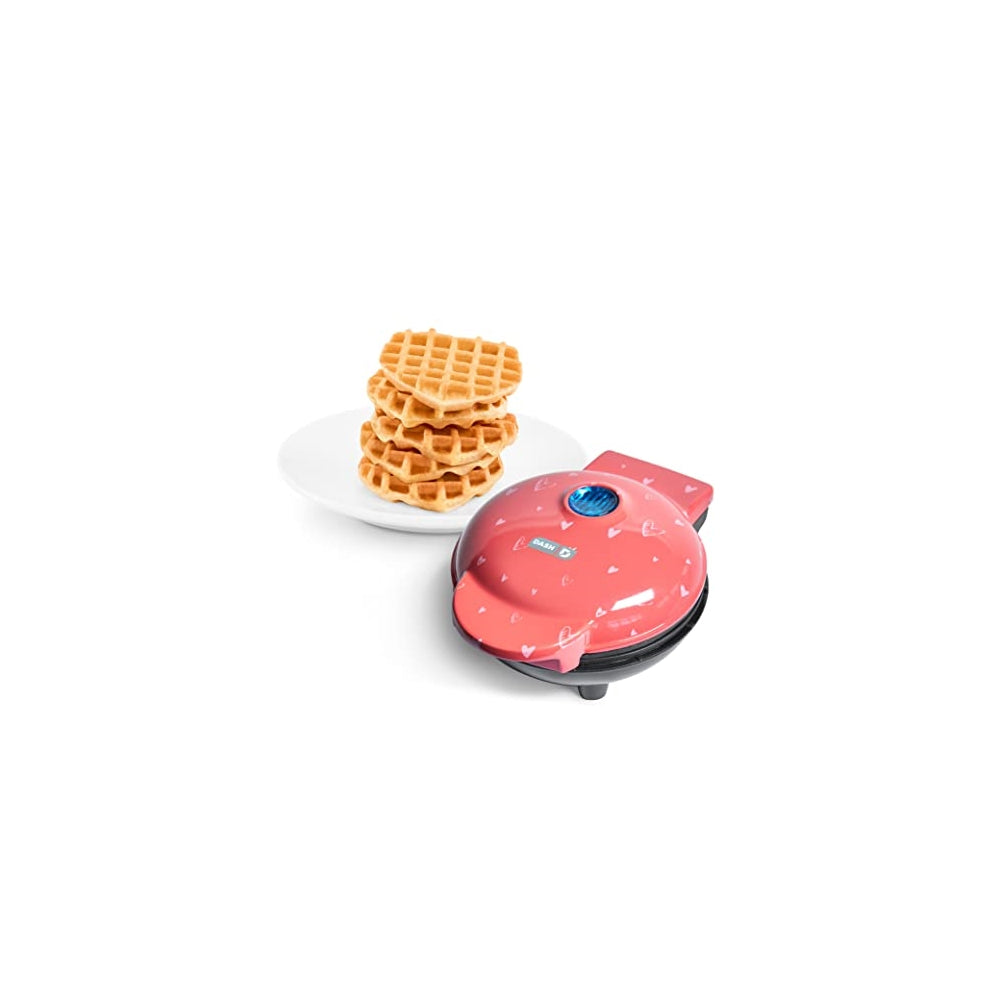 Mini máquina para wafles individuales diseño de corazón rojo