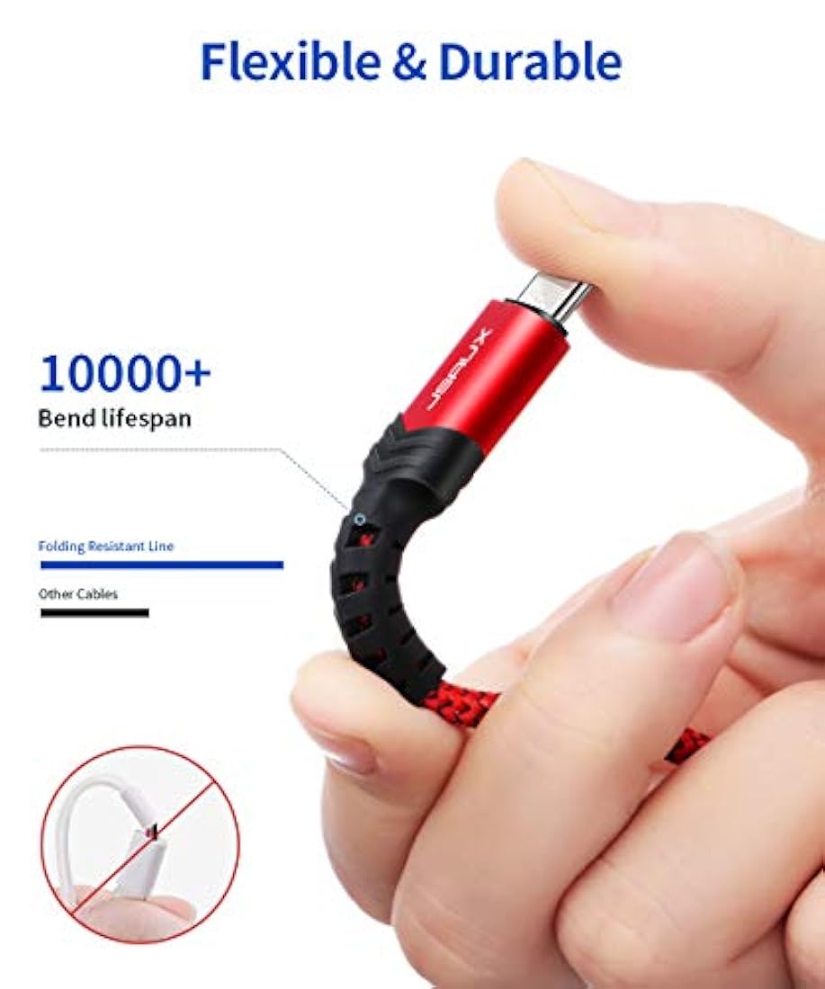 JSAUX - Cable de carga micro USB, 3 unidades