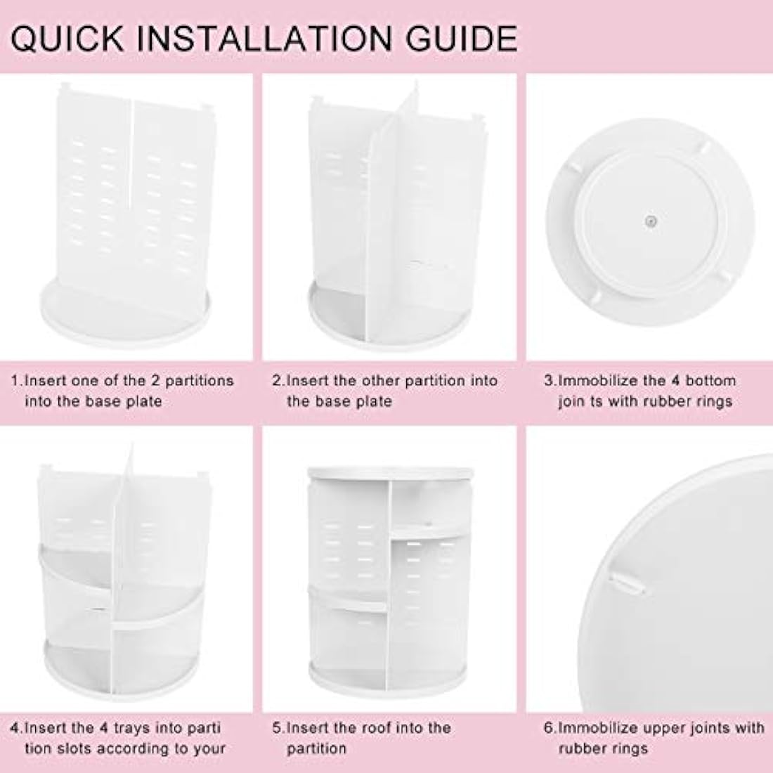 Organizador de maquilla rotativo Eloki 360, Blanco