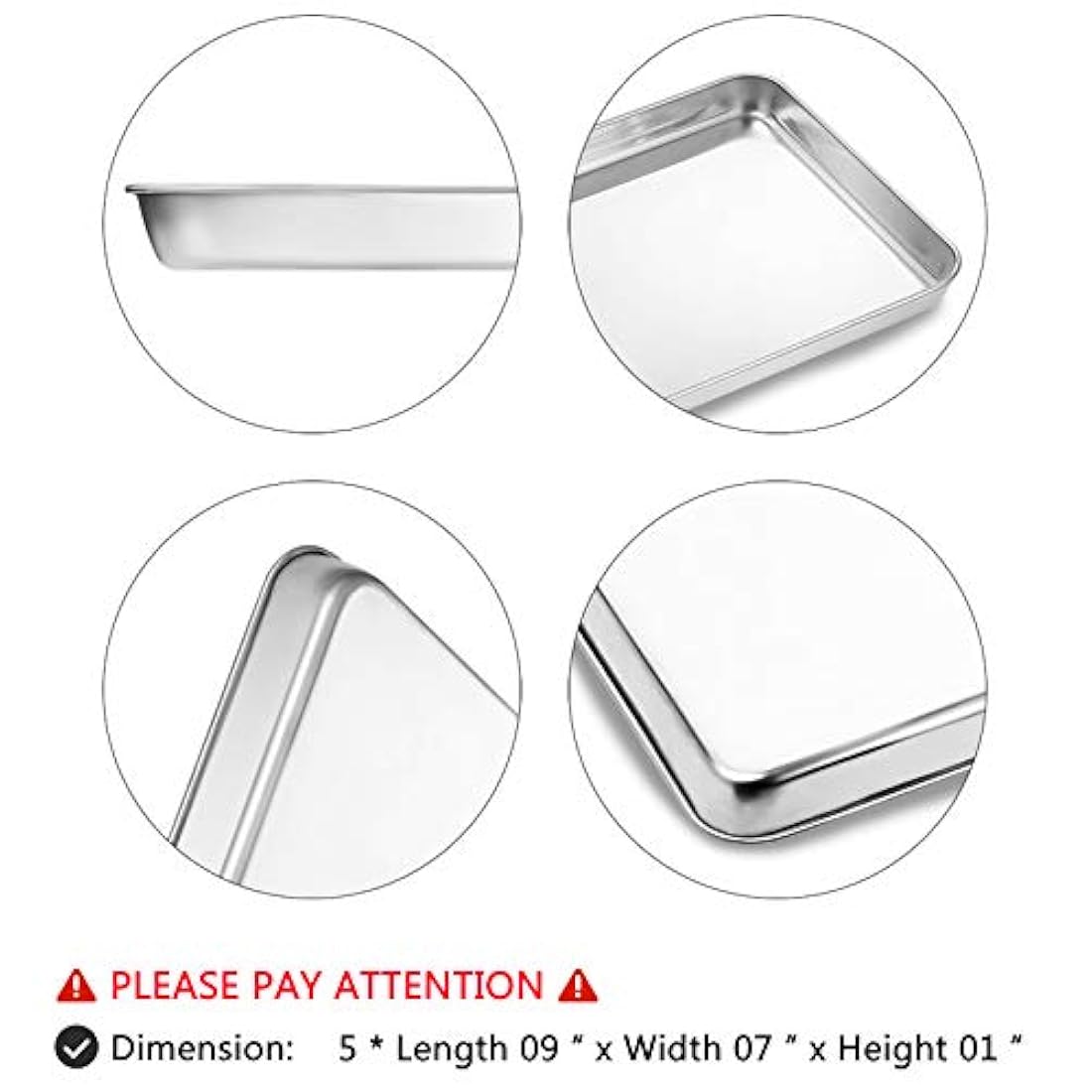 Bastwe - Juego de 5 hojas para hornear, acero inoxidable