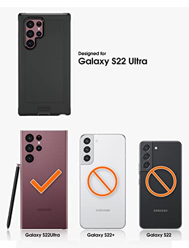 MOTIVE Bunker Series - Funda ultra resistente para Samsung Galaxy S22 con clip para cinturón, funda resistente de grado militar, color negro