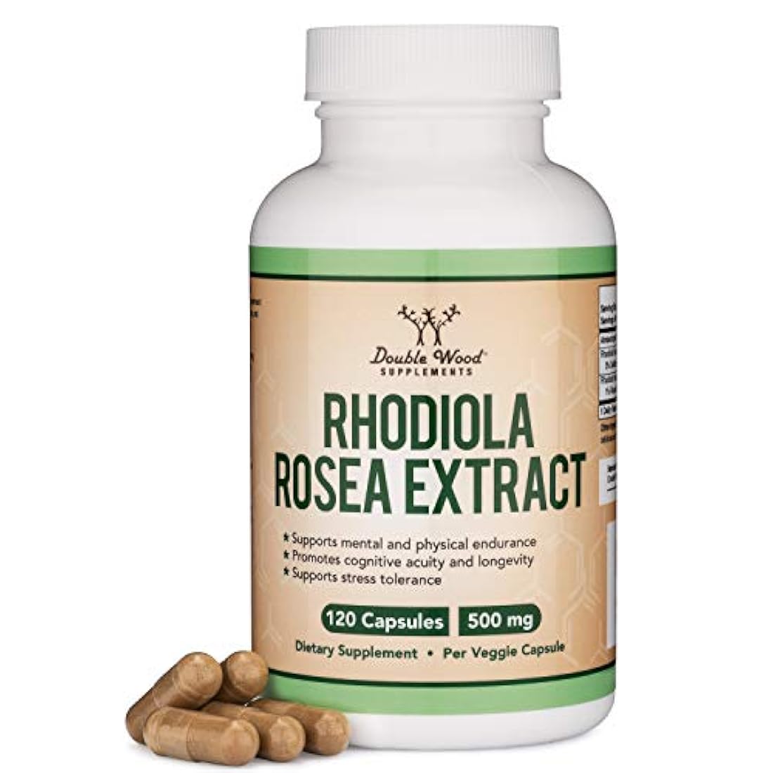 Suplemento Rhodiola Rosea 500mg, 120 cápsulas veganas