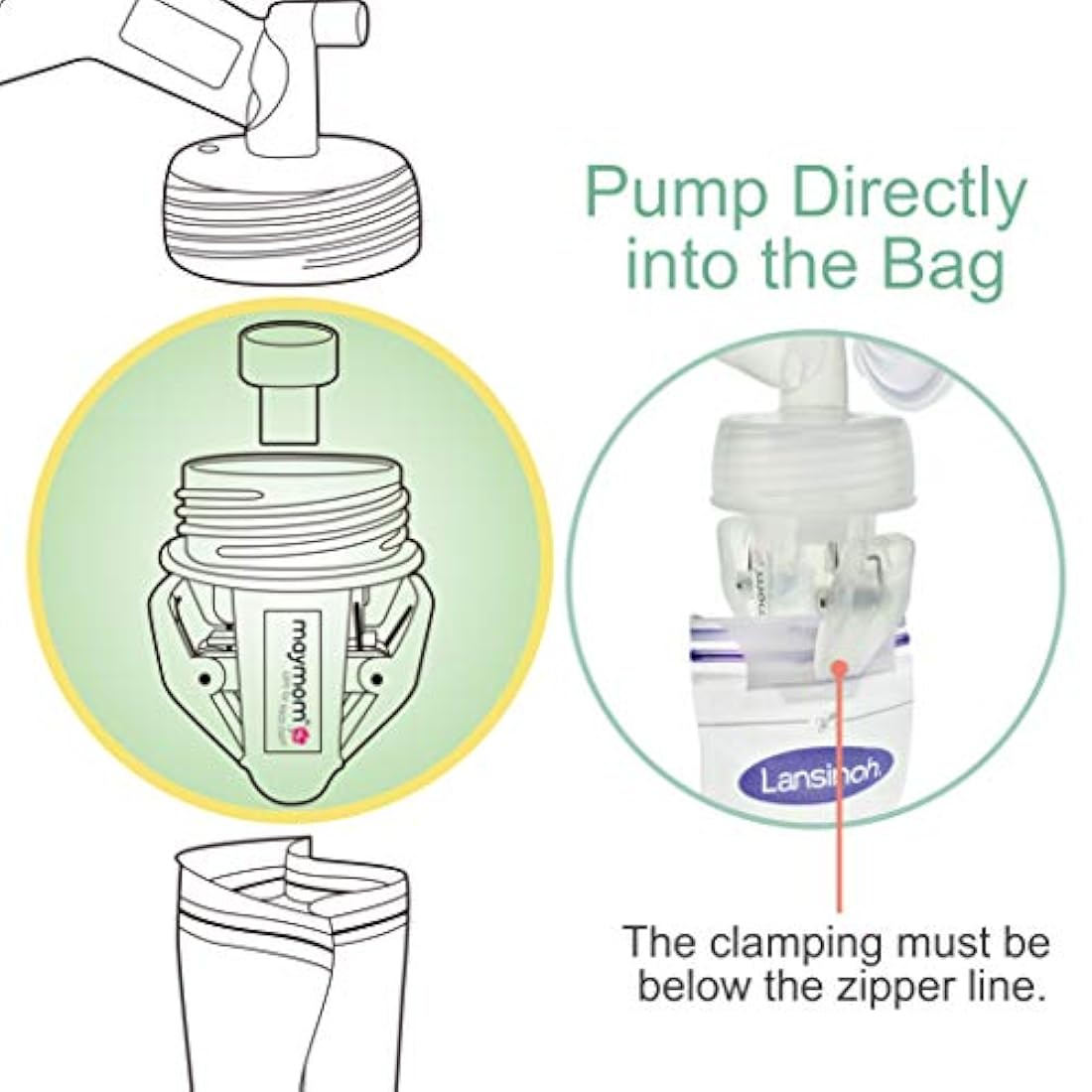 Adaptadores para bolsa de almacenamiento de leche materna