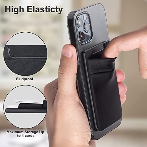 Cartera magnética compatible con iPhone 13 Pro Max/13 Pro/13/13 Mini, doble tela elástica con bolsillos para tarjetas para iPhone 12 Pro Max Mini, color negro