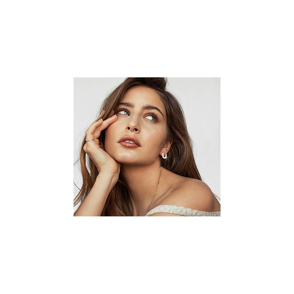 Aretes de aro con circonita cúbica chapados en oro