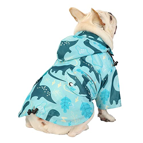 HDE Chubasquero de doble capa con cremallera para perros pequeños a grandes, dinosaurios - S