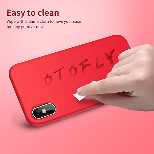 OTOFLY - Funda protectora de goma de silicona suave de alta calidad, compatible con Apple iPhone X (solamente), color rojo
