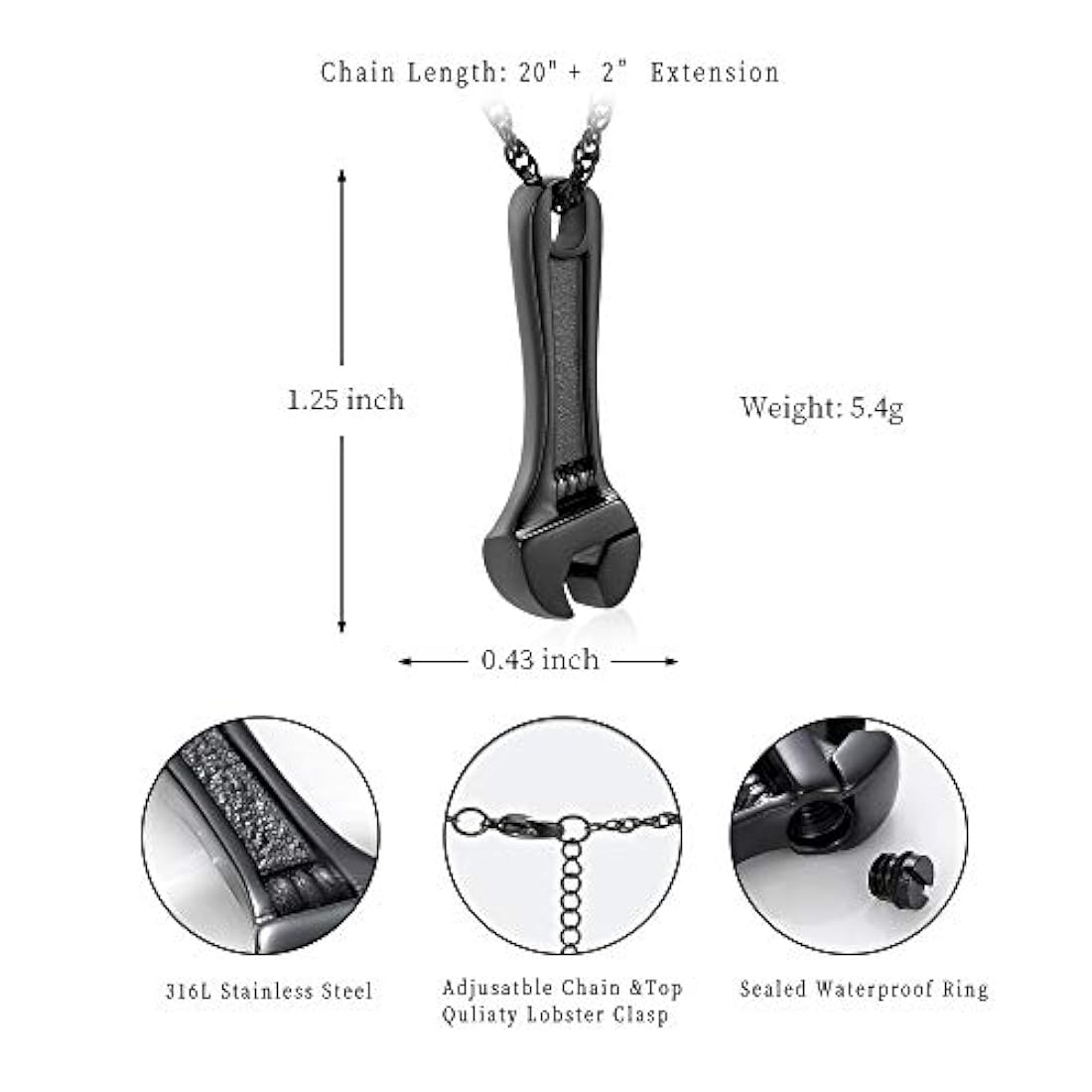 Dije de acero inoxidable para almacenar ceniza 20.0inx 2.0in