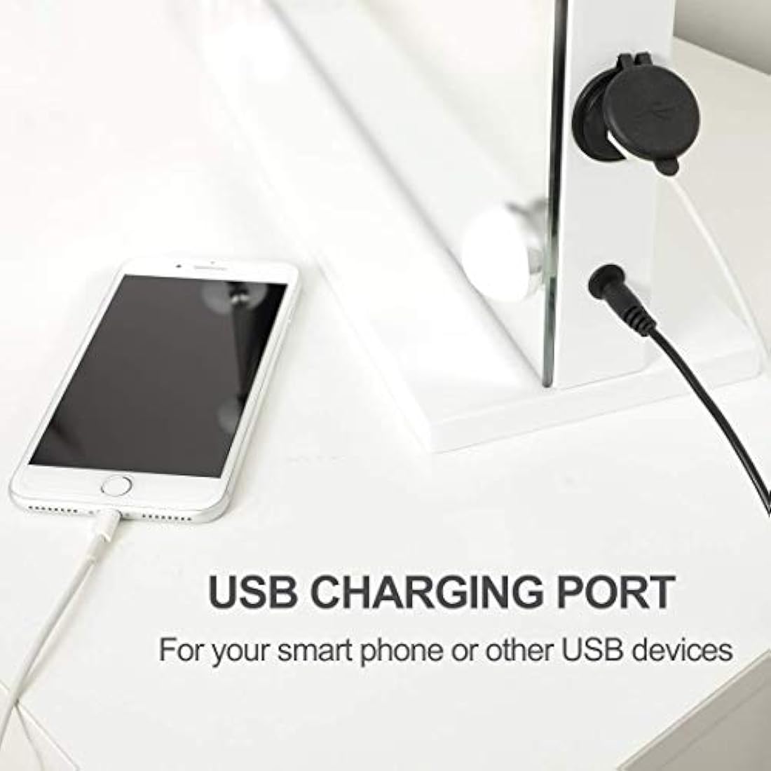 Espejo de maquillaje grande con luces