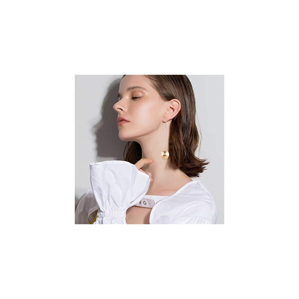 Aretes de bola de disco de plata para mujeres