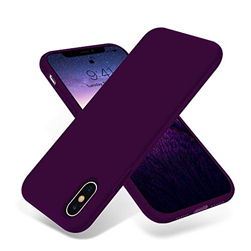 OTOFLY Funda de goma de gel de silicona líquida a prueba de golpes para iPhone Xs/iPhone X, antiarañazos y huellas dactilares, compatible con iPhone X/iPhone Xs de 5.8 pulgadas (2018), (morado)