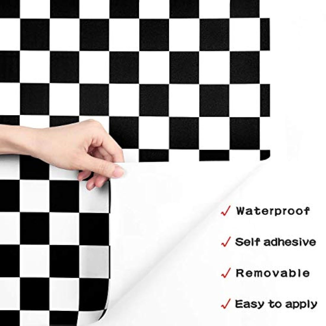 Papel autoadhesivo a cuadros en blanco/negro (12.0 x 12.0)