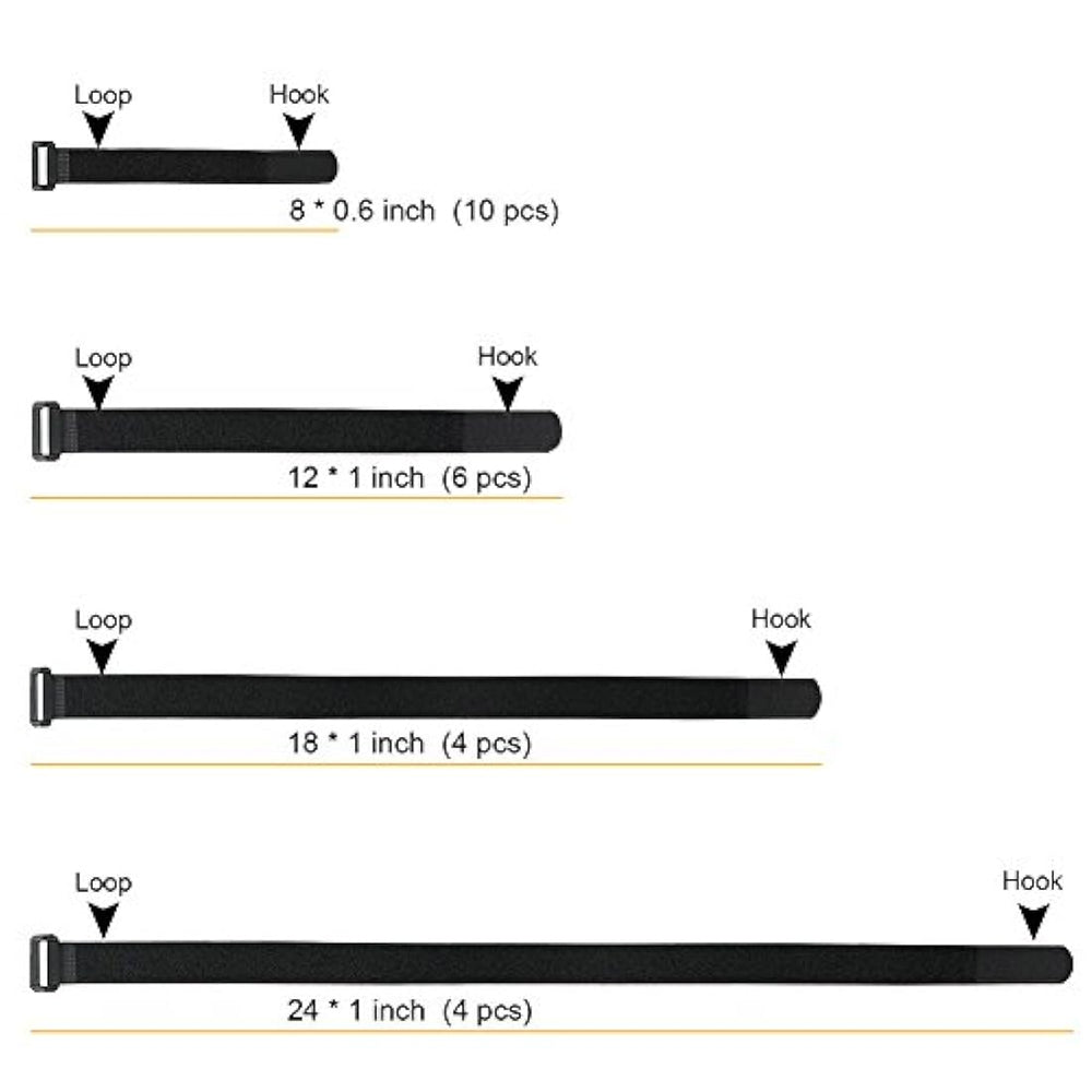 Correas de cable mixtas reutilizables, paquete de 24.