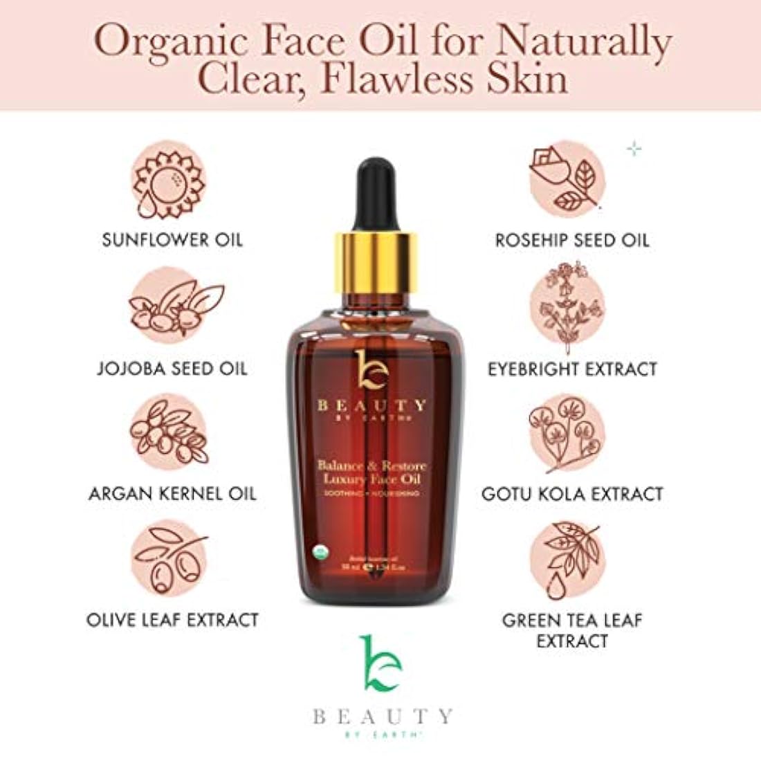 Aceite facial orgánico – Equilibra y restaura el aceite facial, mejor para piel grasa, propensa al acné o problemática, aceite hidratante para la cara ayuda a la piel aspecto equilibrado, volcado y juvenil.