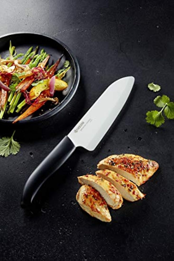 Kyocera  Cuchillos (mango negro, hoja blanca), Blanco, 6