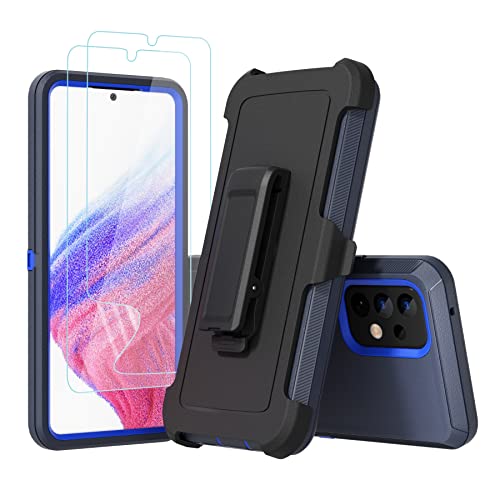 Funda compatible con Samsung Galaxy A53 5G, con clip para cinturón, resistente, resistente a los golpes, protección de cuerpo completo, con función atril, para Samsung Galaxy A53 5G (azul)