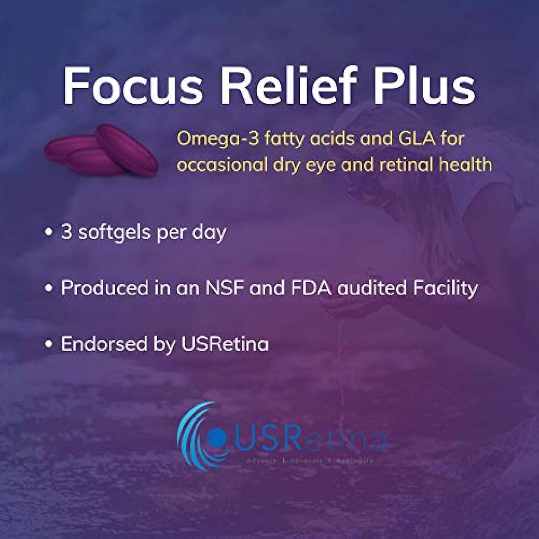 Focus Relief Plus Fórmula de ojos secos con suplemento Omega