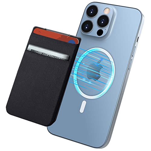 Cartera magnética compatible con iPhone 13 Pro Max/13 Pro/13/13 Mini, doble tela elástica con bolsillos para tarjetas para iPhone 12 Pro Max Mini, color negro
