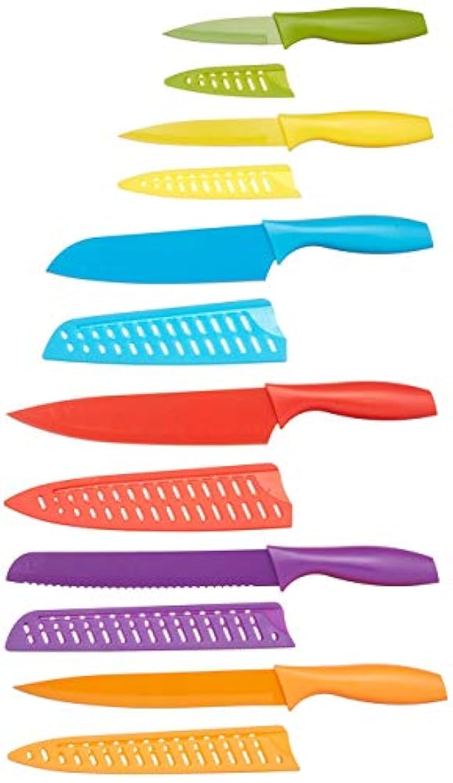 AmazonBasics Juego de cuchillos de colores 12 unidades