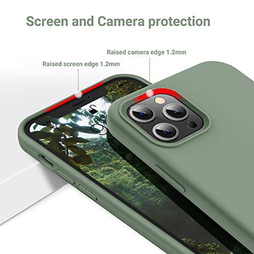 OTOFLY Funda diseñada para iPhone 12 Pro Max, serie sedosa y suave al tacto; funda protectora de goma de silicona líquida de alta calidad para iPhone 12 Pro Max de 6.7 pulgadas, color verde calke