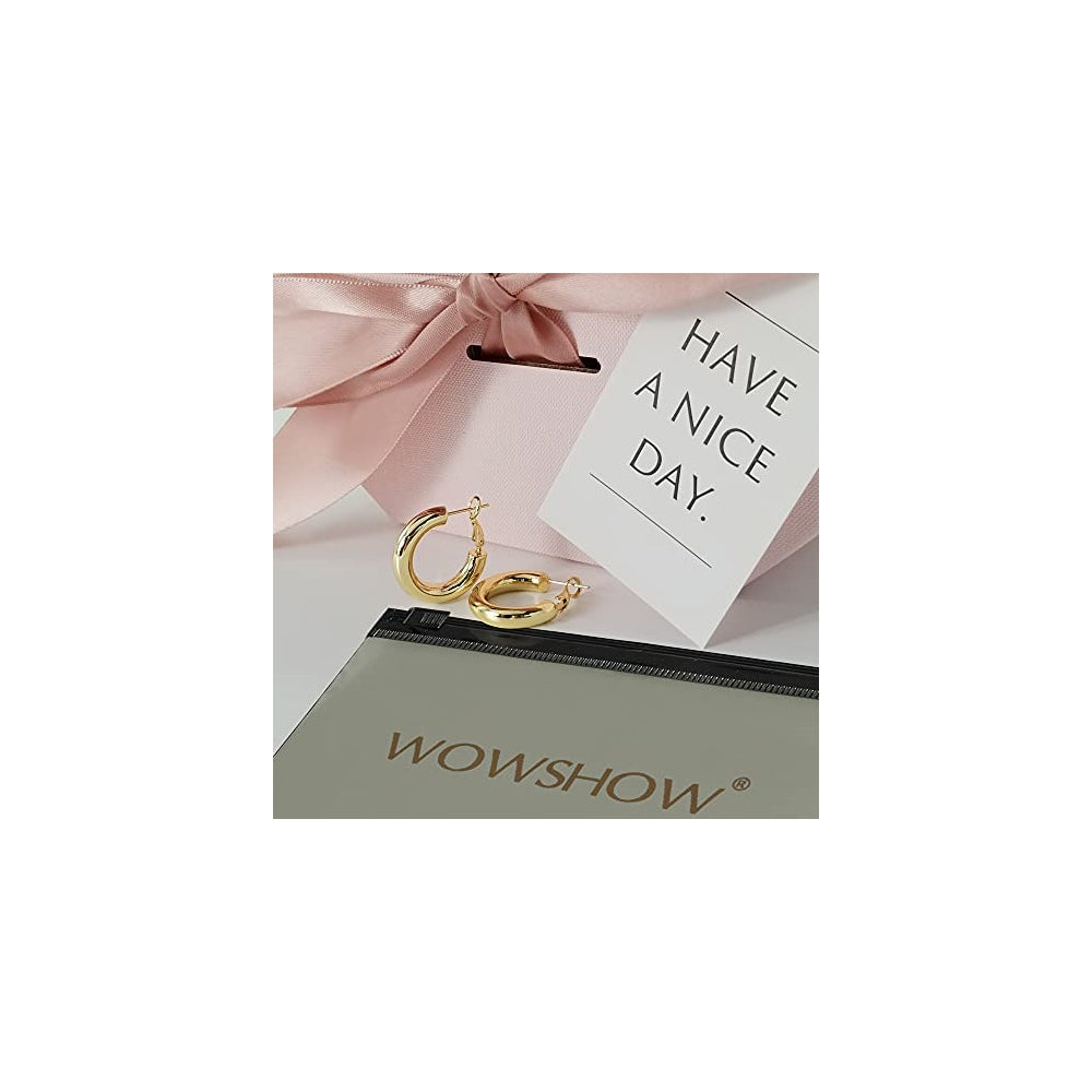 Aretes gruesos huecos chapados en oro de 14 quilates