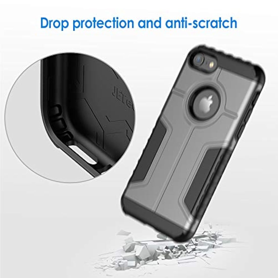 Carcasa para iPhone8/7 doble capa protectora JETech Plateado
