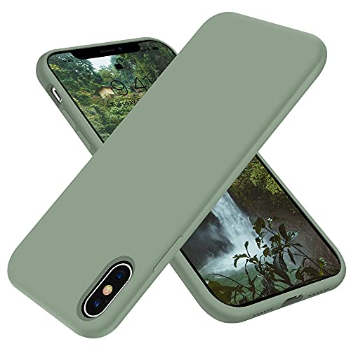 OTOFLY - Funda ultrafina de goma de silicona suave de alta calidad, funda protectora de cuerpo completo, compatible con Apple iPhone X/Xs de 5.8 pulgadas (verde Calke)