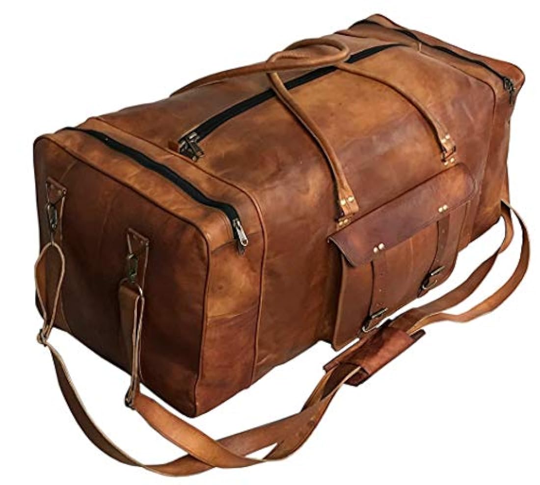 Bolsa de viaje grande de cuero de 32 pulgadas, Marron