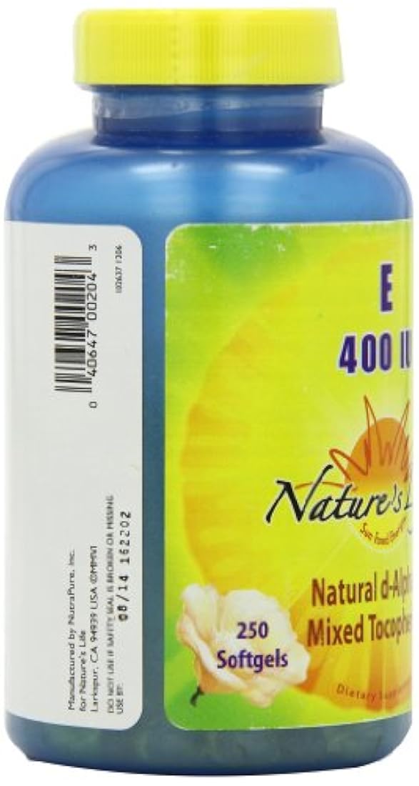 La vida de la naturaleza e, D-Alpha y mixtos tocopherols 400 IU softgels, 250 Count