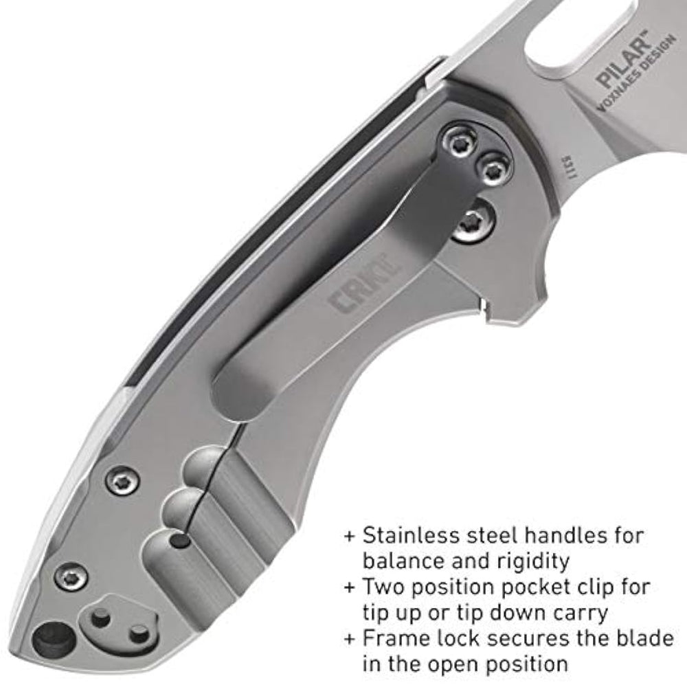 Cuchillo plegable, color plateado.