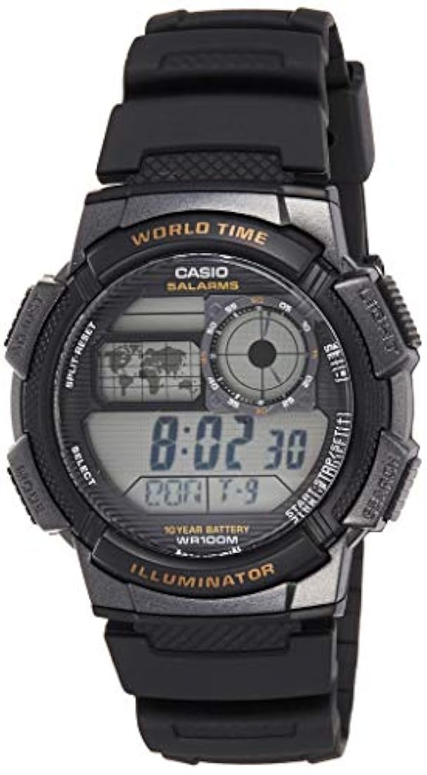 Reloj deportivo de resina con banda negra